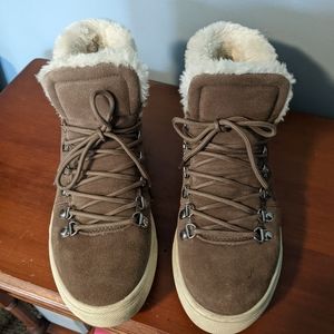 Marc Fisher Daisie taupe shearling sneaker boots 9.5